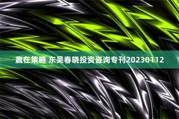 赢在策略 东吴春晓投资咨询专刊20230112