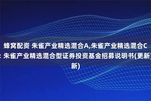 蜂窝配资 朱雀产业精选混合A,朱雀产业精选混合C: 朱雀产业精选混合型证券投资基金招募说明书(更新)
